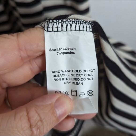 NWT Suzanne Betro Black And Cream Tiered Striped Dress - Picture 8 of 9